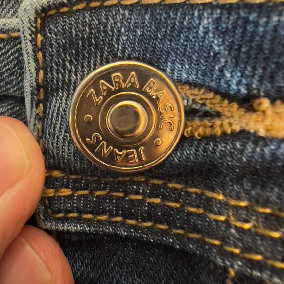 Zara Basic Denim Department Mid Rise Skinny Jeans Woman 8 32W Zipper Cuffs Z1975 - Picture 6 of 16